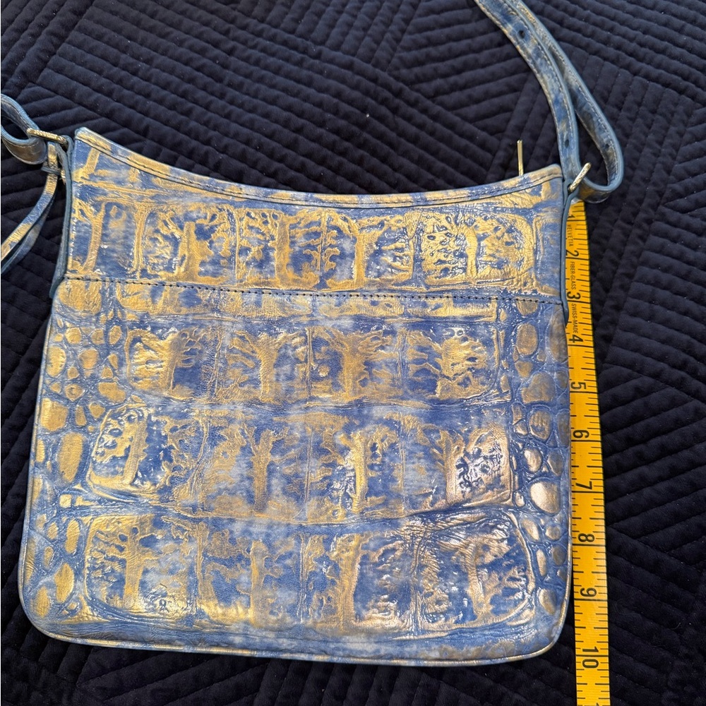 Brahmin Blue and Gold Shoulder Bag with Textured Pattern - Picture 8 of 8